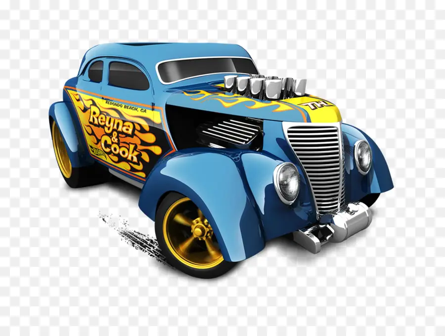 Coche Hot Rod Azul Y Amarillo，Vehículo PNG