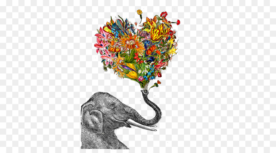 Elefante Con Flores，Trompa PNG