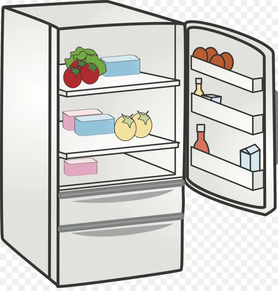 Refrigerador Abierto，Alimento PNG