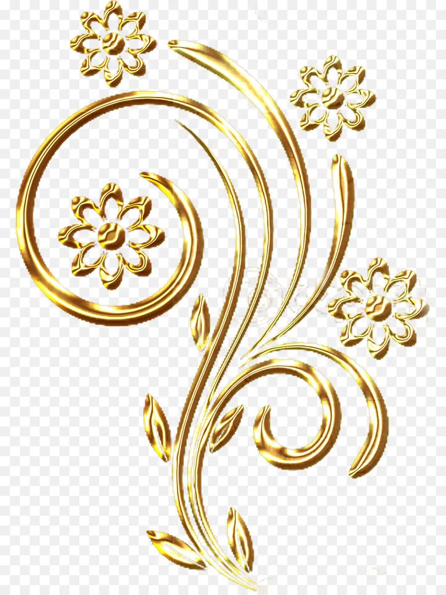 Diseño Floral Dorado，Ornamento PNG