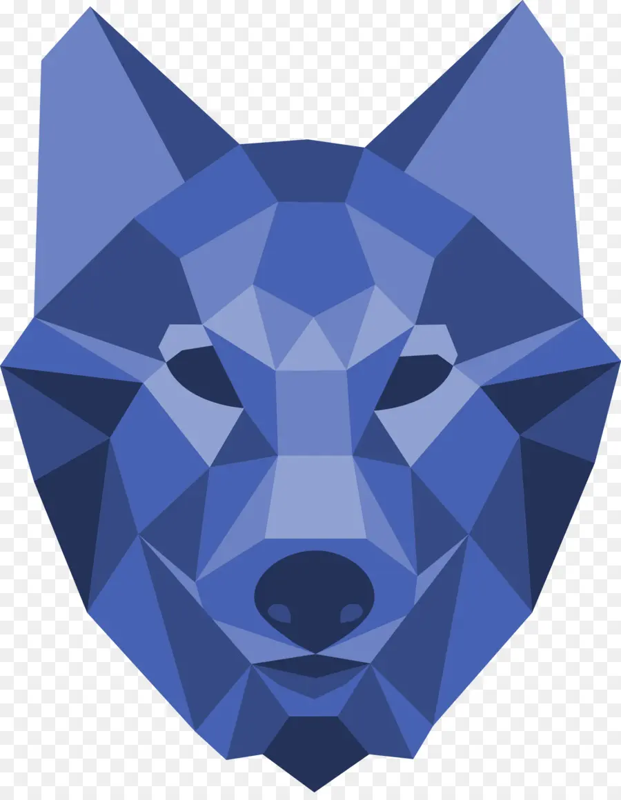 Lobo Geométrico，Azul PNG