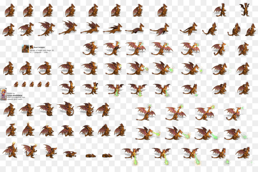 Hoja De Sprites De Dragón，Animación PNG