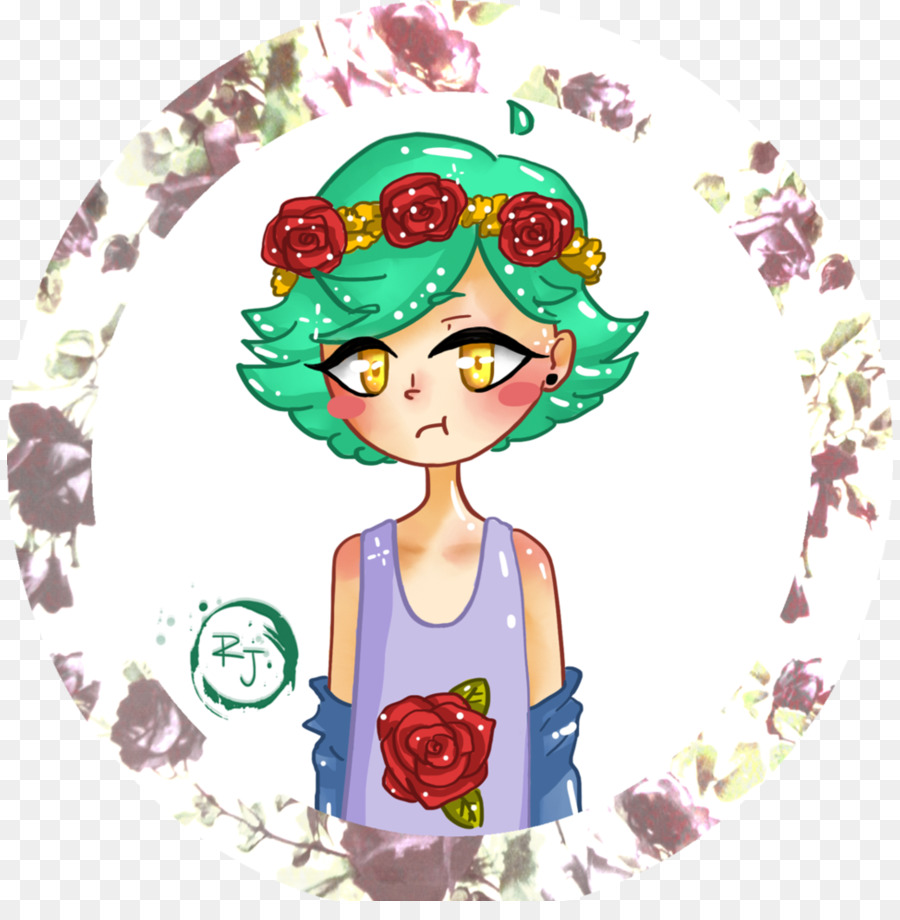 Personaje De Dibujos Animados Con Pelo Verde，Corona De Flores PNG