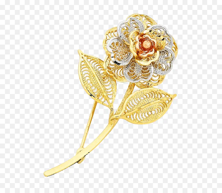 Broche De Flores Doradas，Joyas PNG