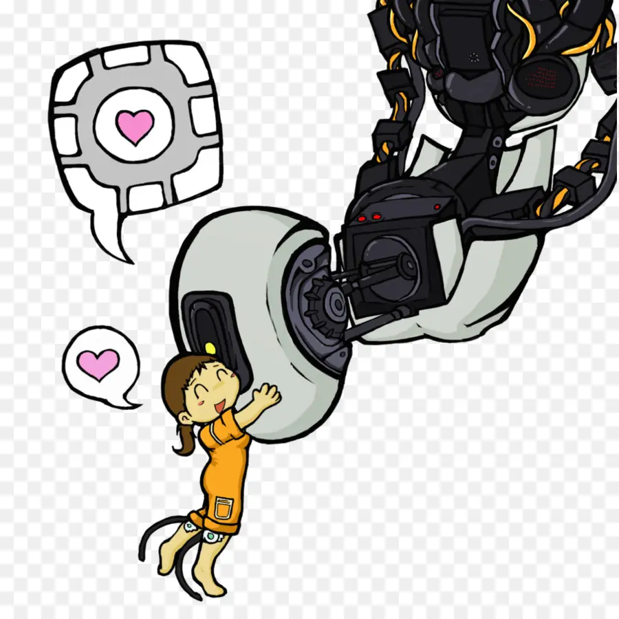 Robot Y Niña，Abrazo PNG