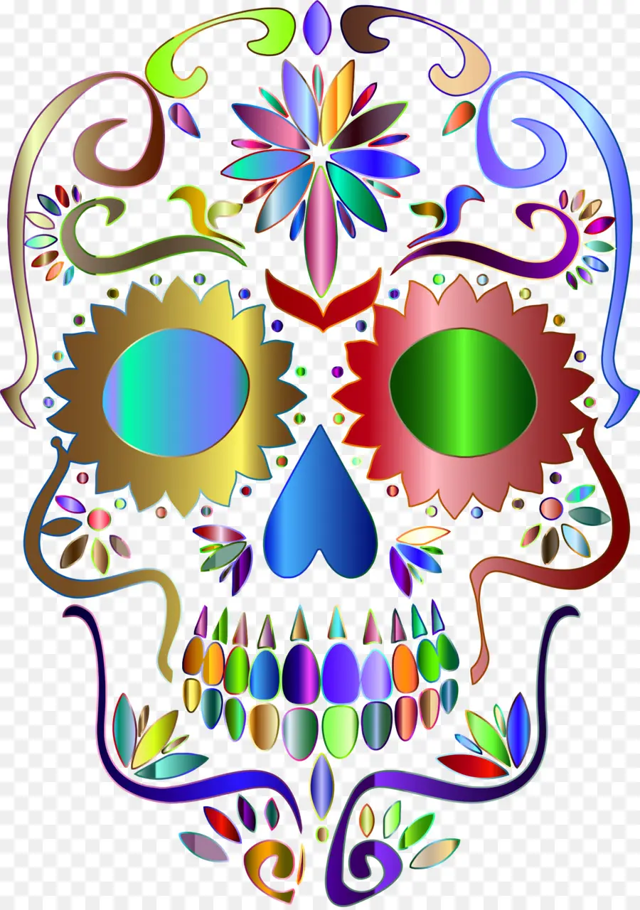 Calavera Colorida，Flores PNG