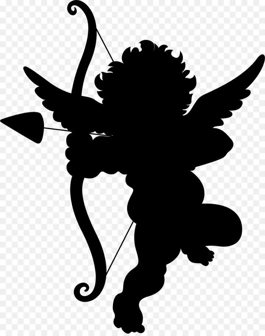 Silueta De Cupido，Silueta PNG