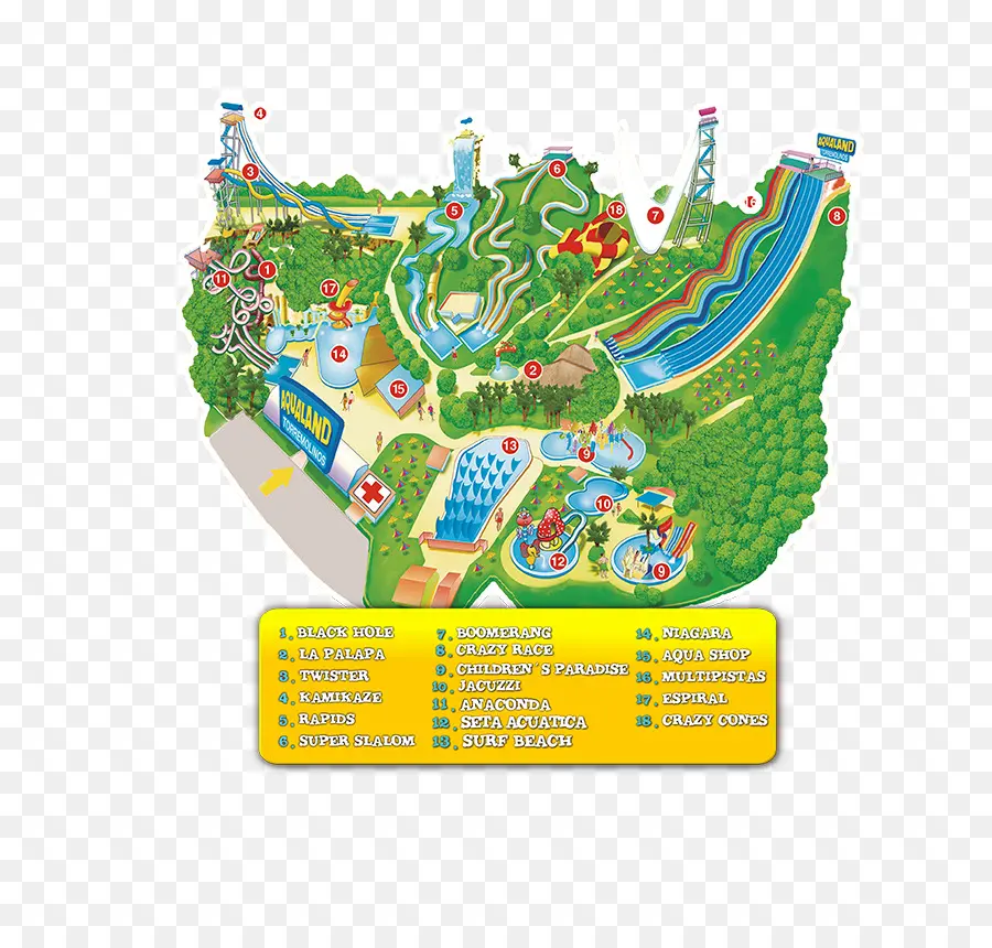 Mapa Del Parque Acuático，Atracciones PNG