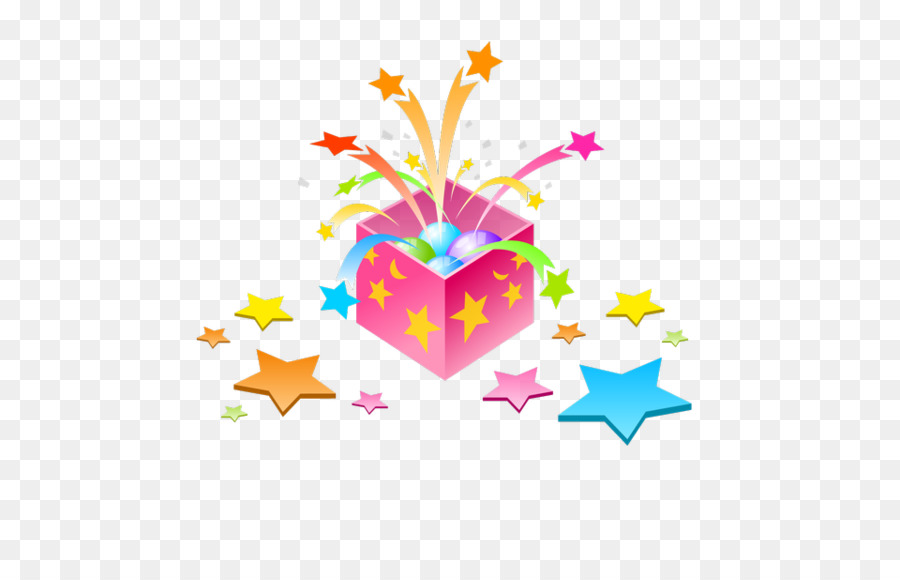 Caja De Regalo Colorida，Estrellas PNG