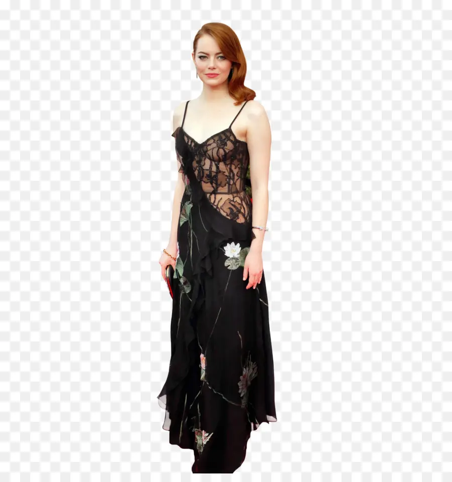 Mujer En Vestido Negro，Moda PNG