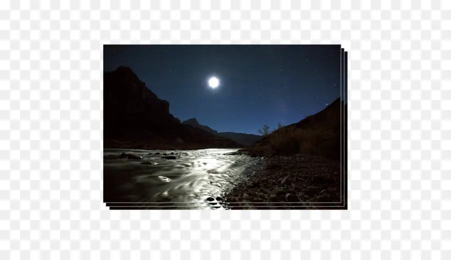 Río Iluminado Por La Luna，Noche PNG