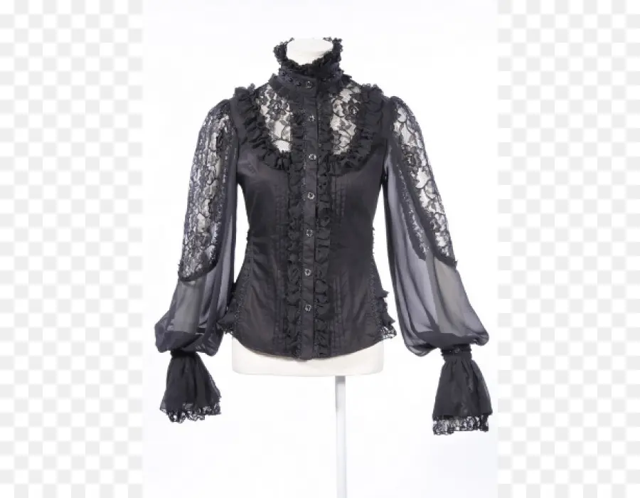 Blusa De Encaje Negra，Moda PNG