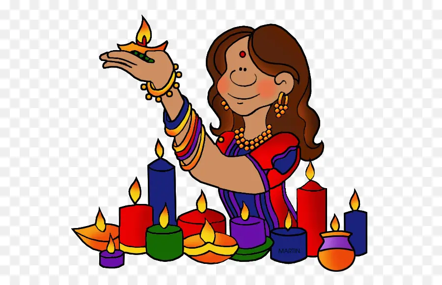 Mujer Con Diya，Velas PNG