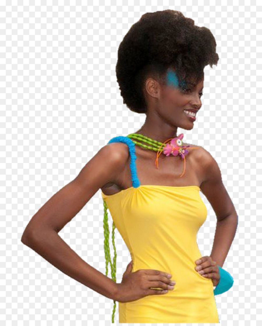 Mujer En Vestido Amarillo，Sonriente PNG