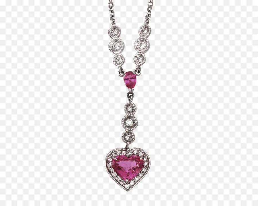 Collar En Forma De Corazón，Gema Rosa PNG