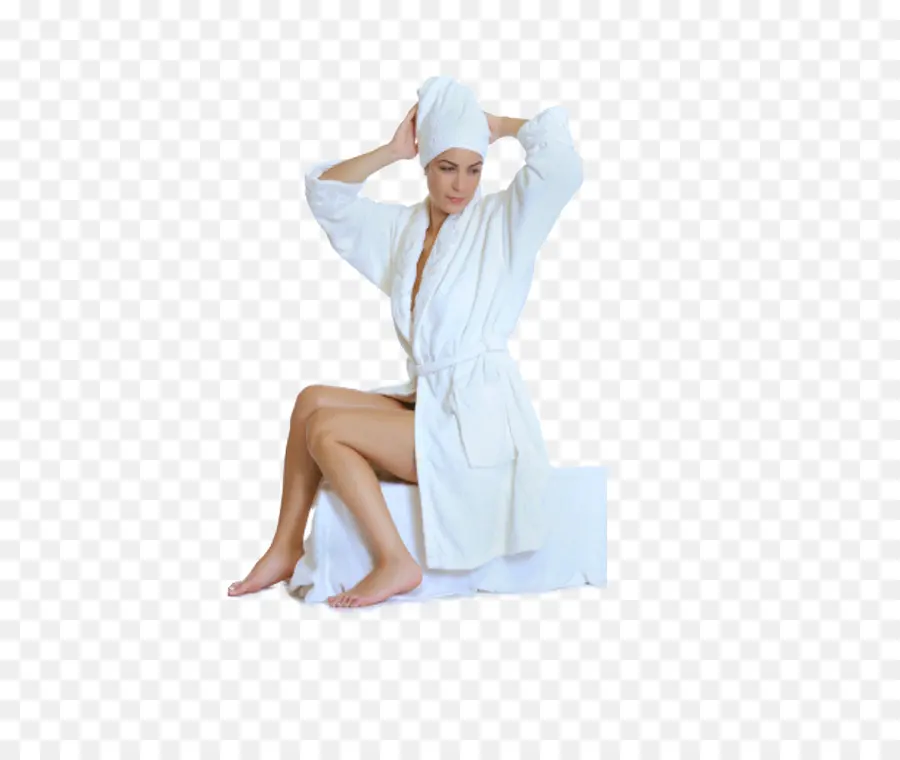 Mujer En Bata De Baño，Relajante PNG