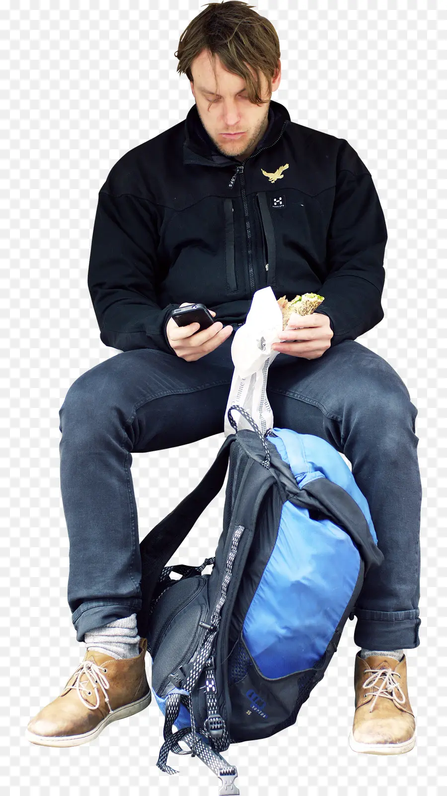 Hombre Sentado，Mochila PNG