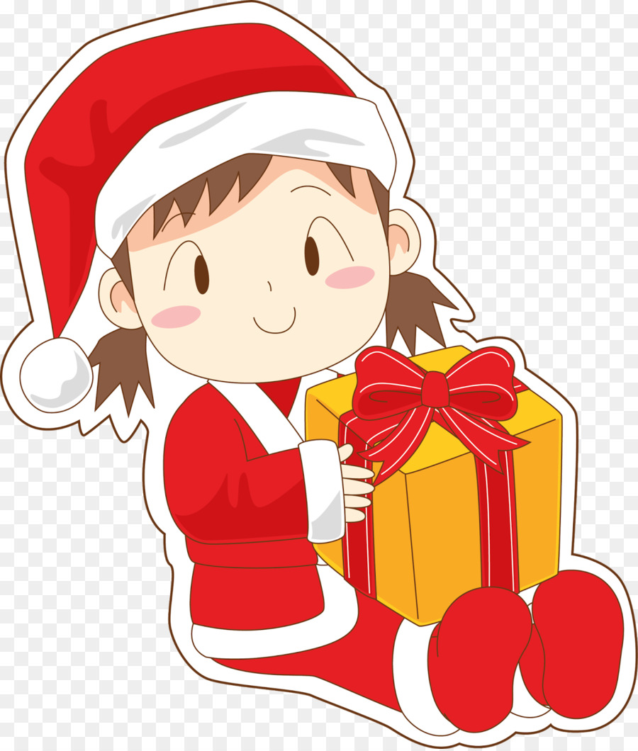 Chica Con Regalos，Navidad PNG