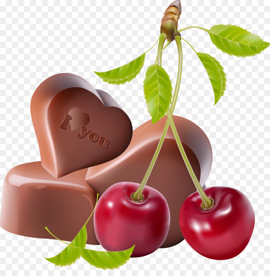 Chocolates Y Cerezas，Forma De Corazón PNG