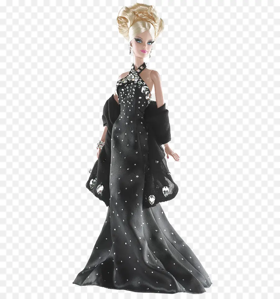 Muñeca Elegante，Vestido Negro PNG