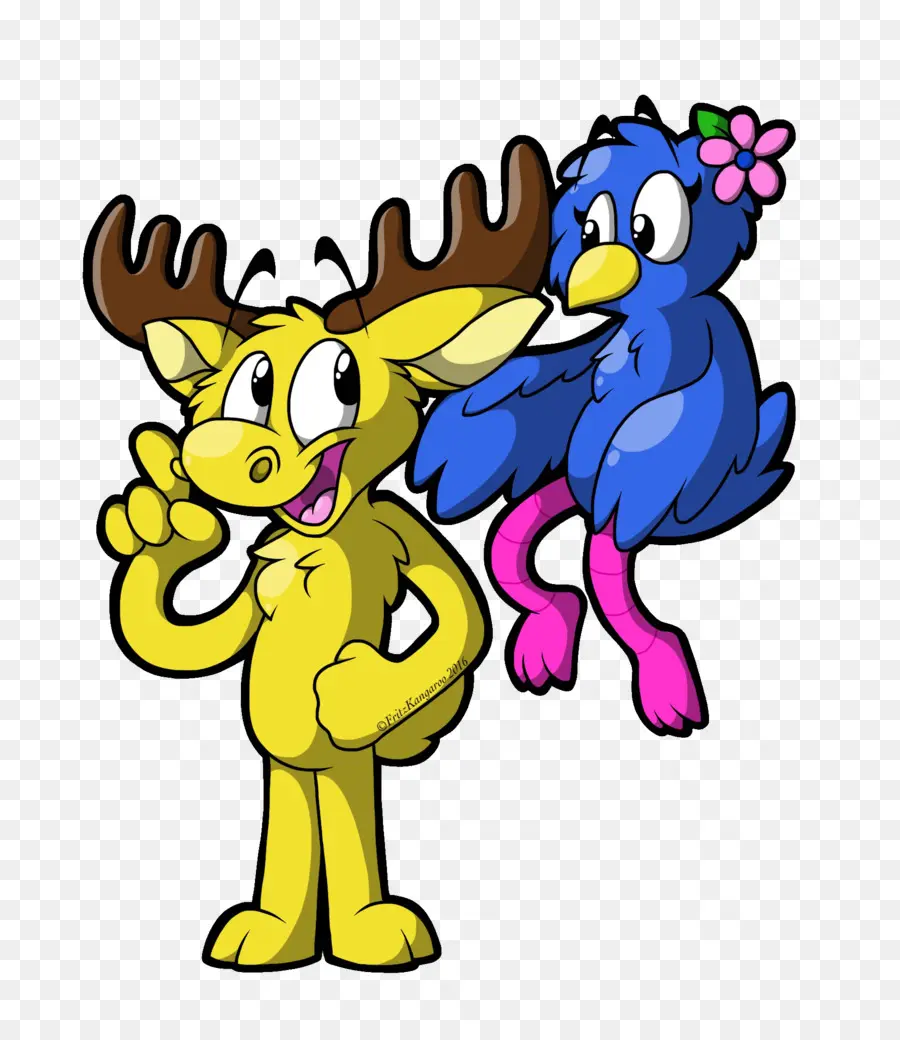 Alce Amarillo Y Pájaro Azul，Animal PNG