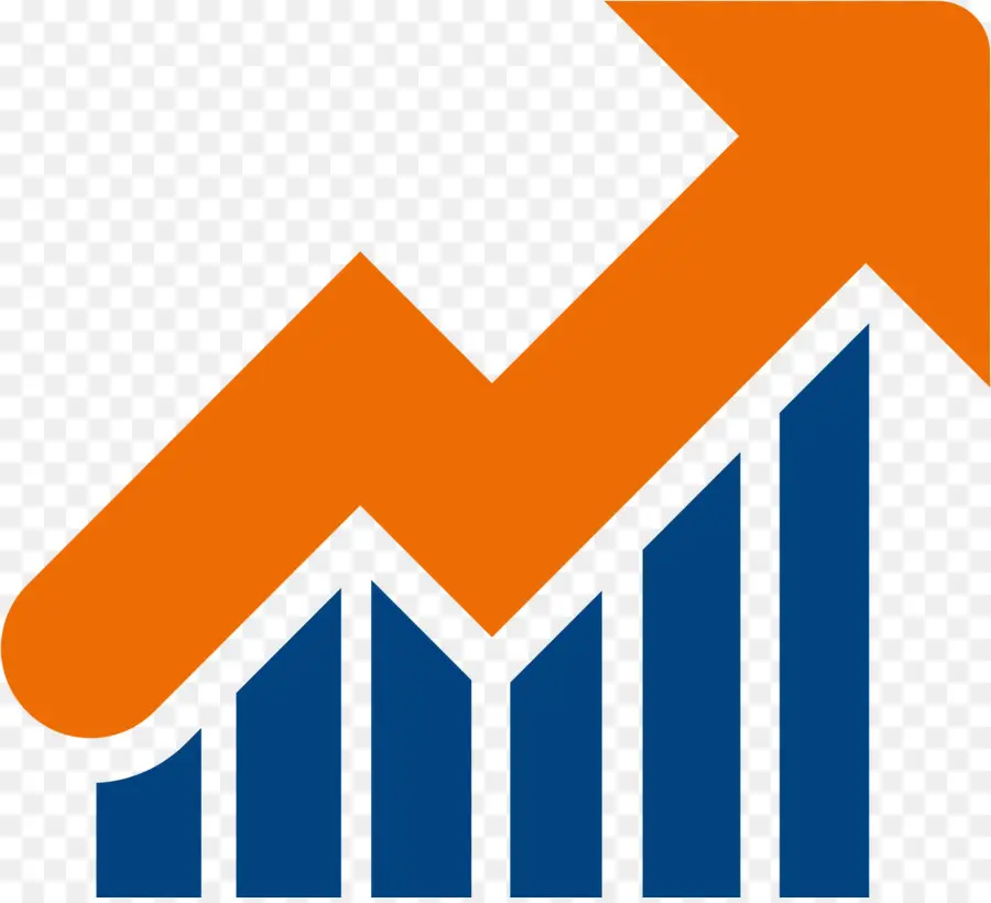 Gráfico De Barras Naranja Y Azul Con Flecha Hacia Arriba，Gráfico PNG