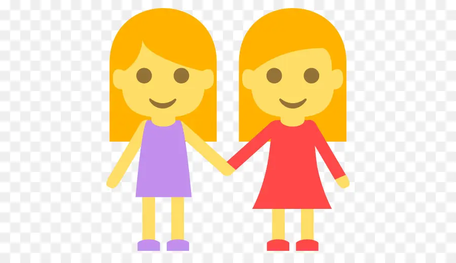 Chicas Emojis，Tomados De La Mano PNG