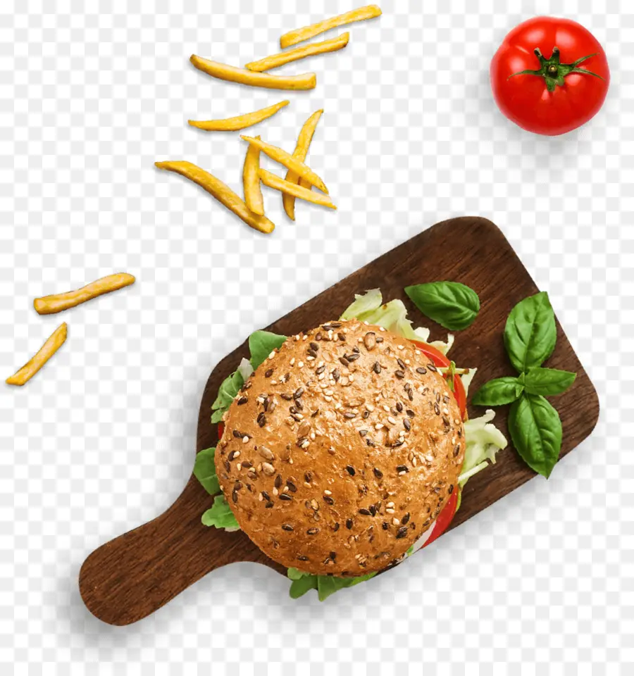 Hamburguesa Con Patatas Fritas Y Tomate，Hamburguesa PNG