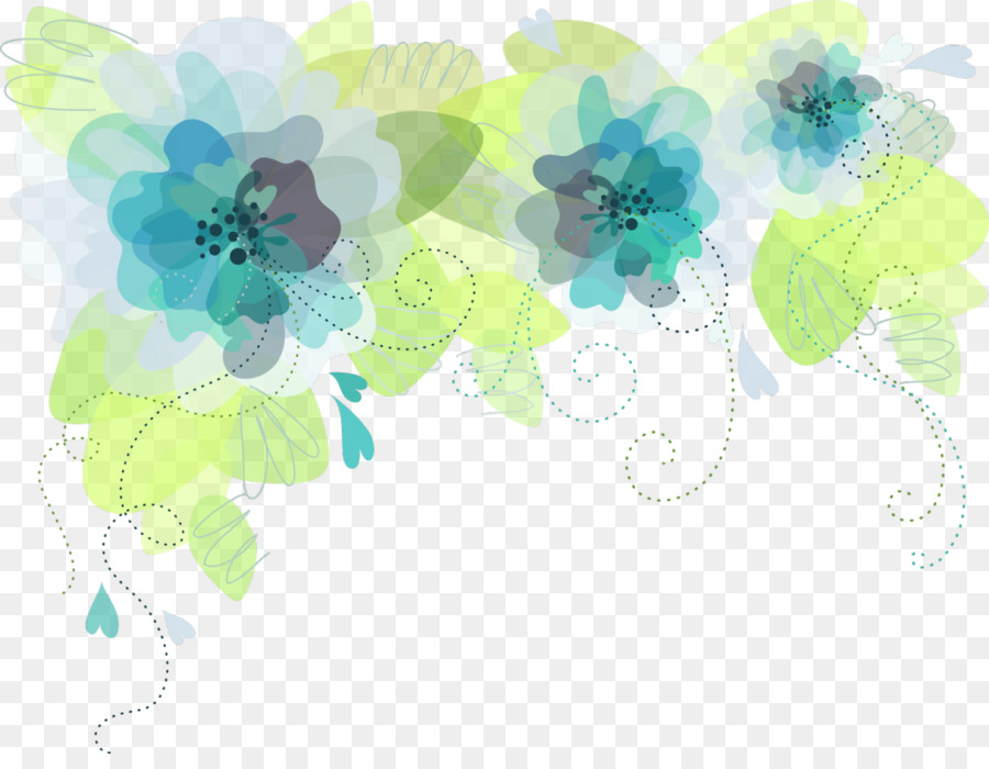 Flores Abstractas，Azul PNG