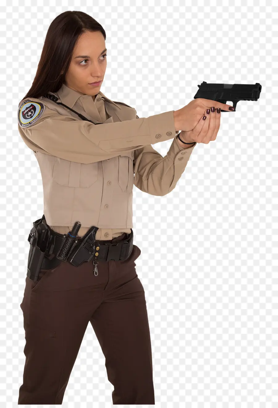 Mujer Policía，Pistola PNG