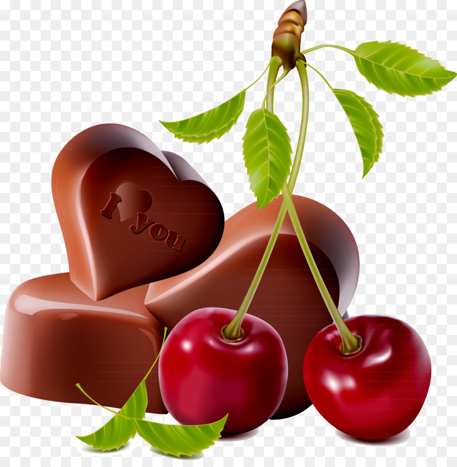 Chocolates Y Cerezas，Forma De Corazón PNG