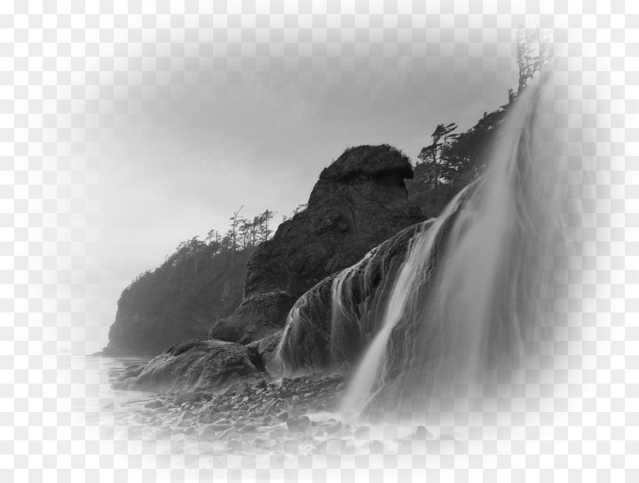 Cascada，En Blanco Y Negro PNG