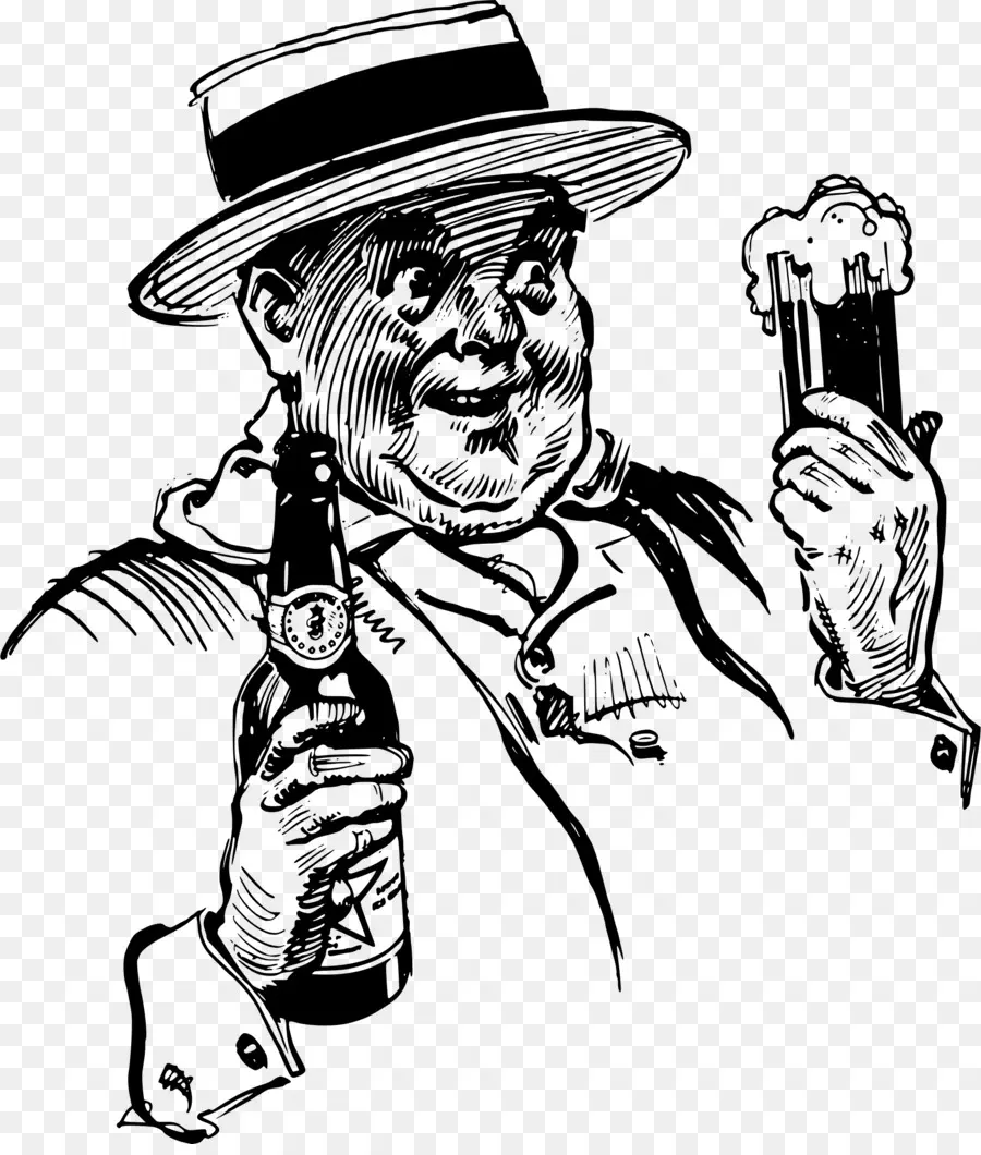 Hombre Con Cerveza，Botella PNG