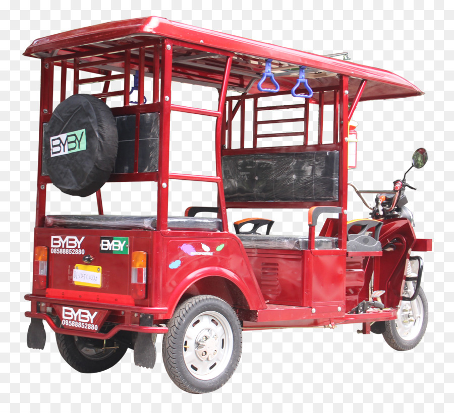 Rickshaw Rojo，Vehículo De Tres Ruedas PNG