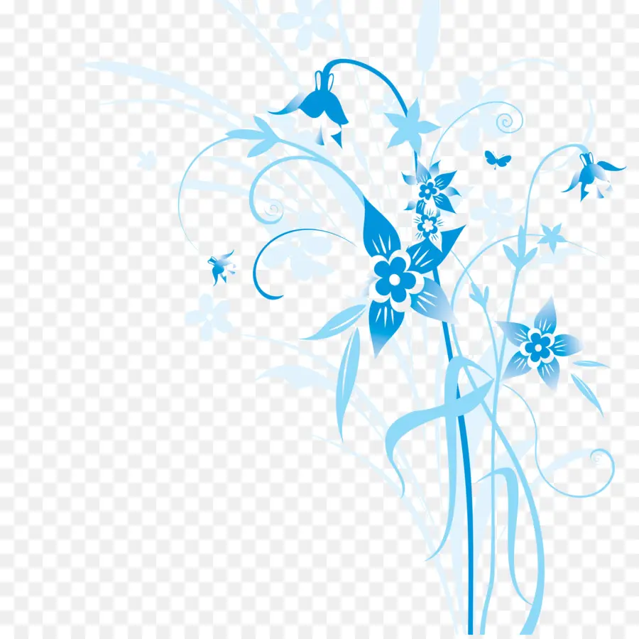 Diseño Floral Azul，Azul PNG