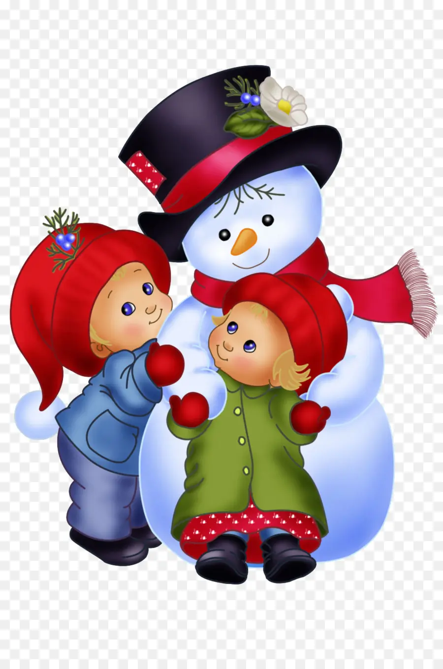 Muñeco De Nieve Y Niños，Invierno PNG