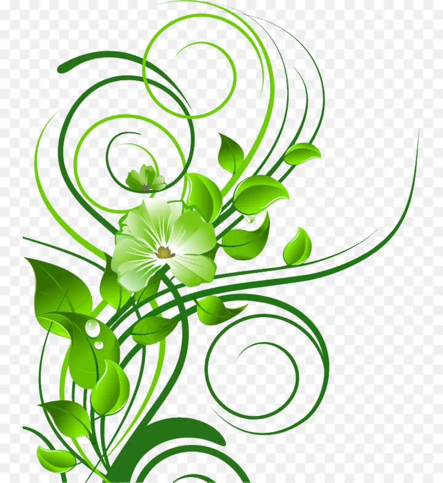 Diseño Floral Verde，Flor PNG