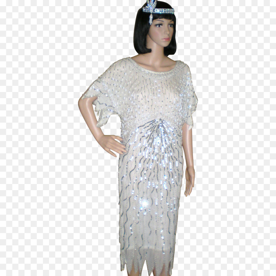 Vestido Estilo Flapper Blanco，Década De 1920 PNG