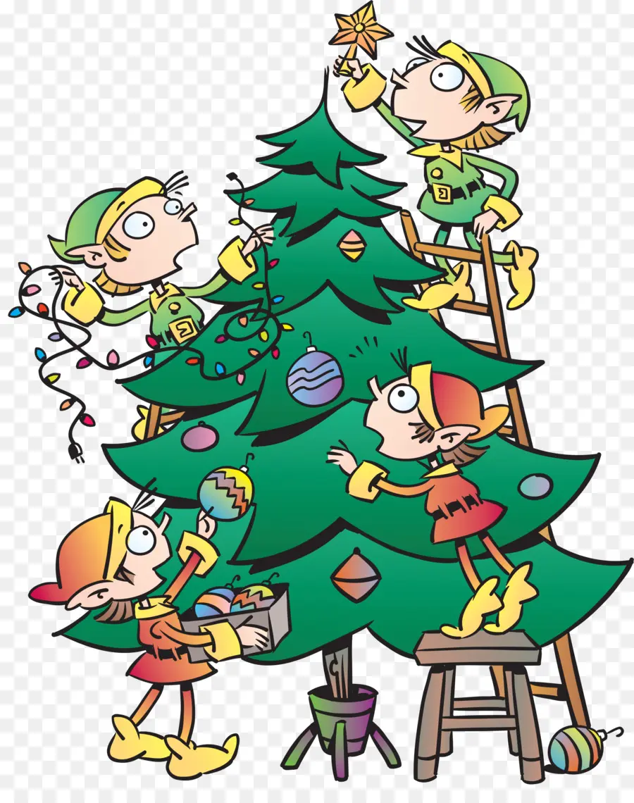 Elfos Navideños，Árbol PNG