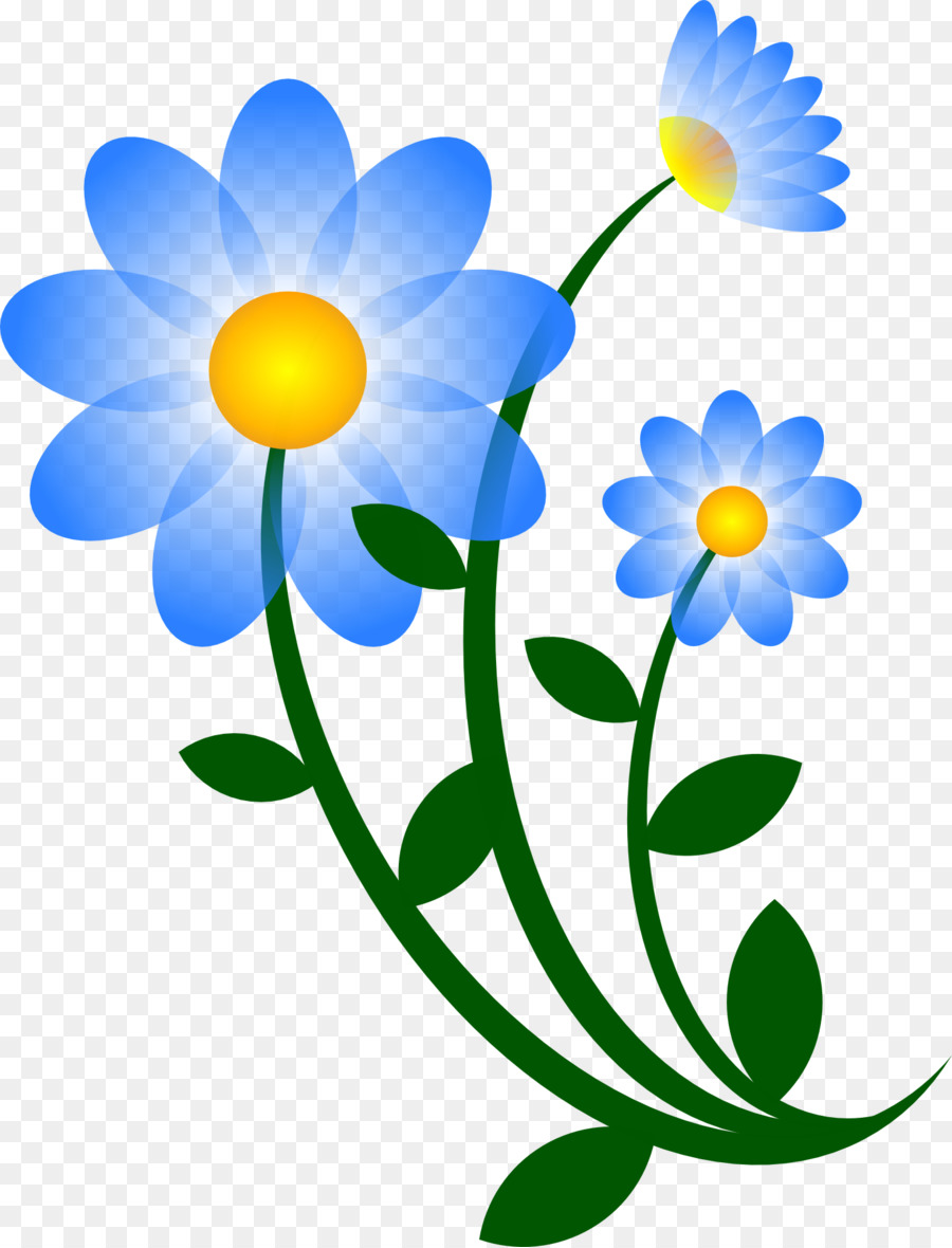 Flores Azules，Hojas Verdes PNG