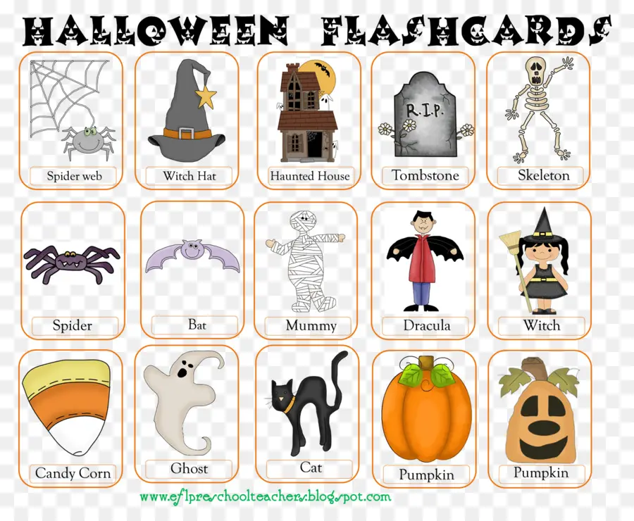 Tarjetas Didácticas De Halloween，Víspera De Todos Los Santos PNG