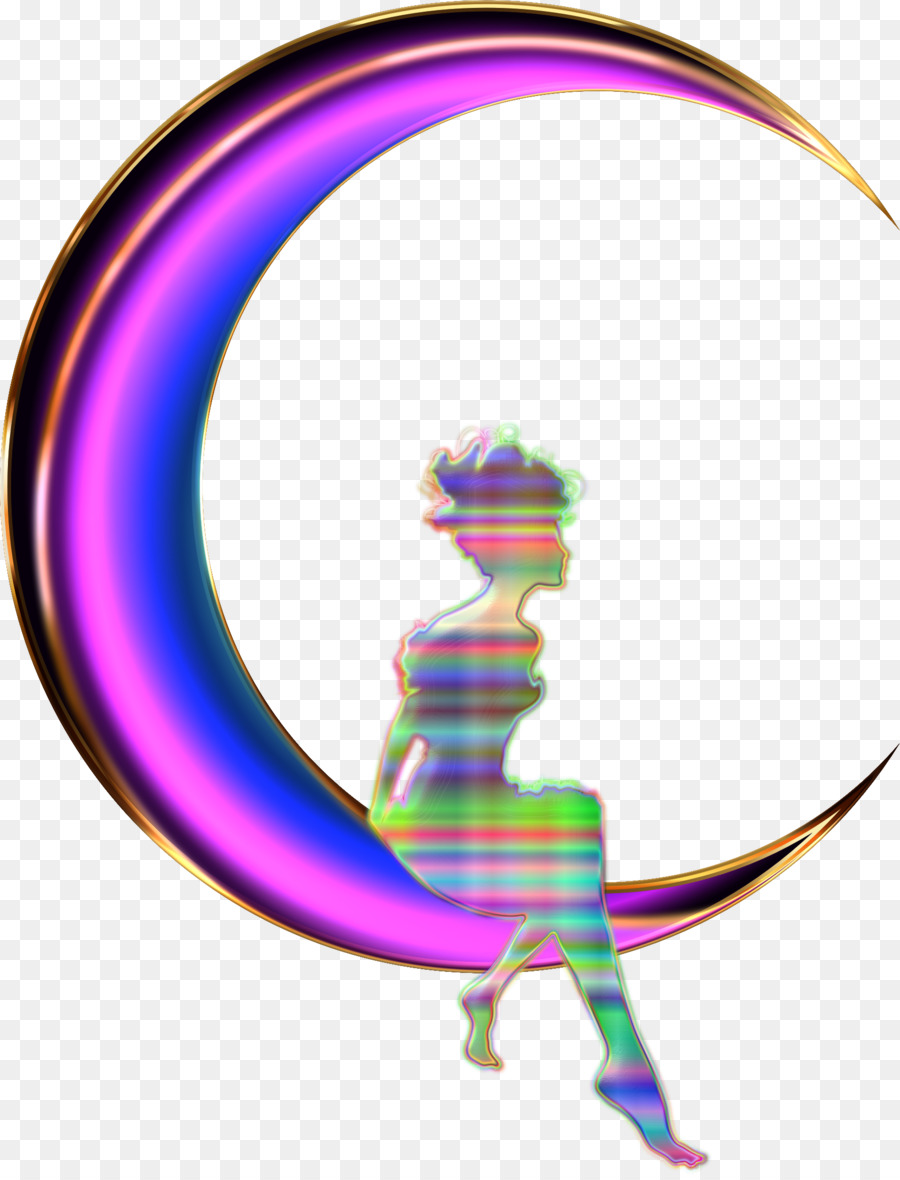 Chica En Luna Creciente，Silueta PNG