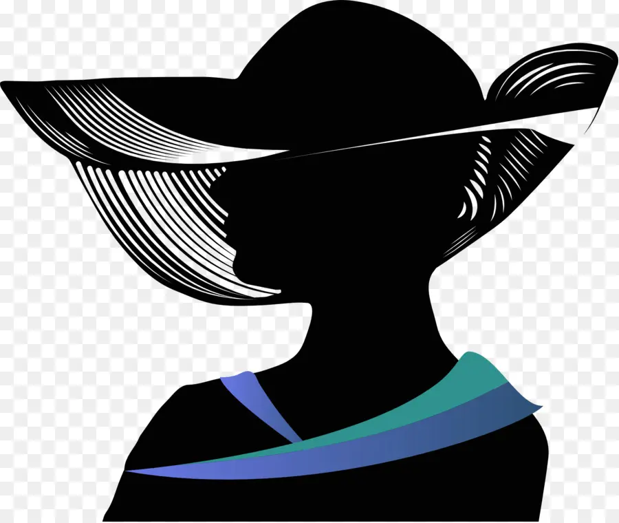 Mujer Con Un Sombrero，Silueta PNG