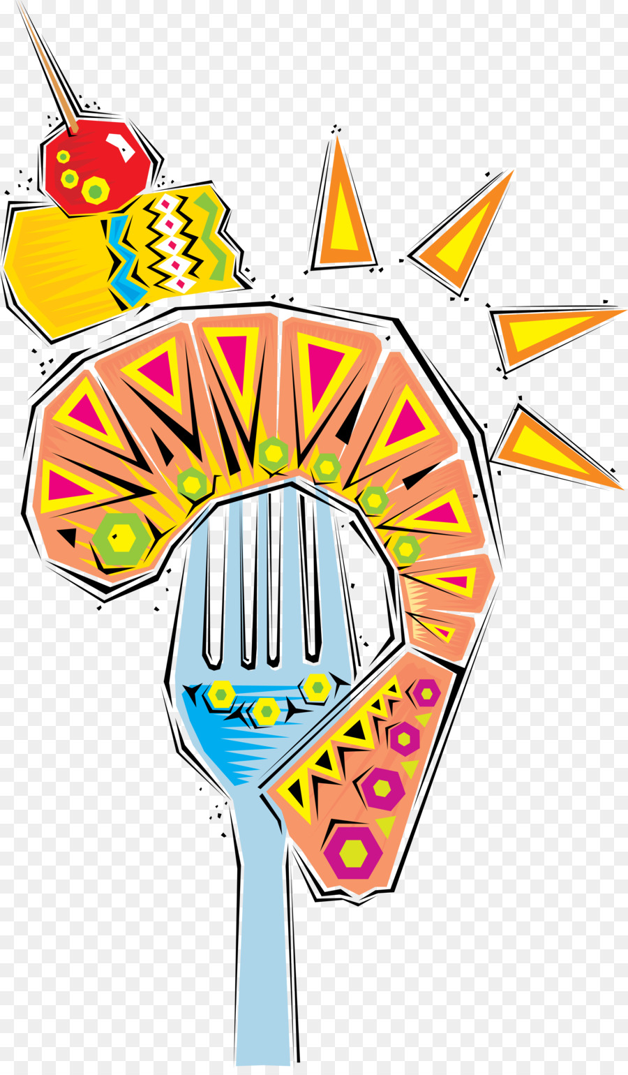 Tenedor Con Comida，Vistoso PNG