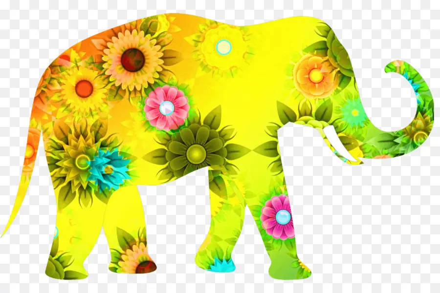 Elefante，Flores PNG