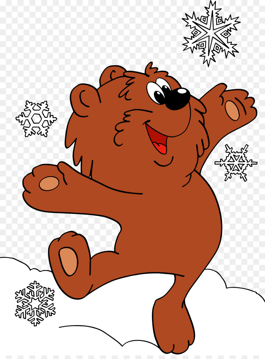 Oso De Dibujos Animados Con Copos De Nieve，Invierno PNG