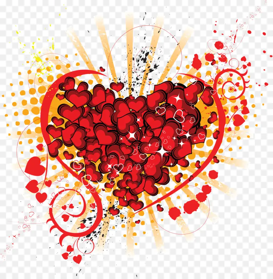 Corazón Con Corazones Rojos，Rojo PNG