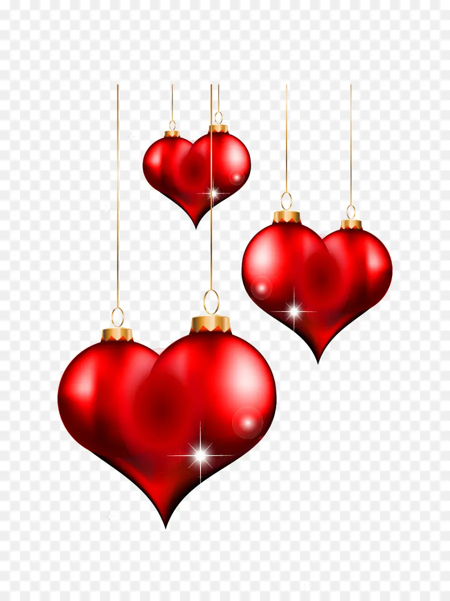 Adornos De Corazón Rojo，Navidad PNG