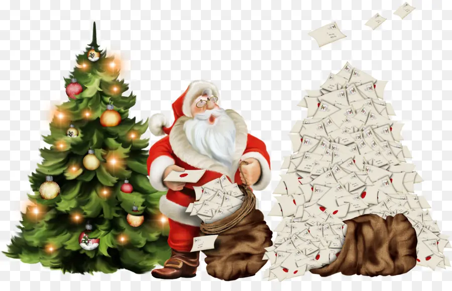 Papá Noel，Árbol De Navidad PNG