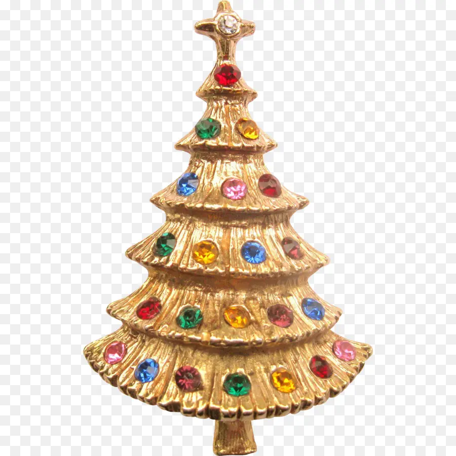 Broche Árbol De Navidad Dorado，Navidad PNG